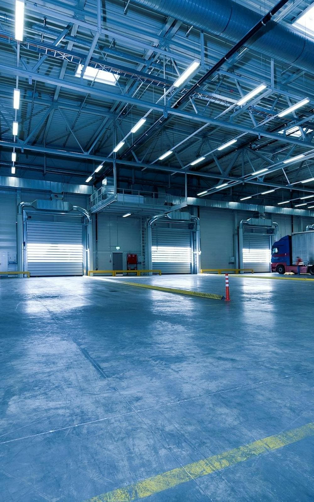 Interior of a modern fulfillment warehouse with organized shelving